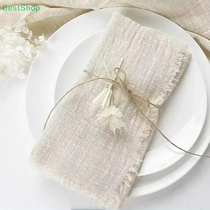 Image 3: 、1Victoria、210Pcs Serviette en coton de gaze rétro 32x32cm Serviette à thé réutilisable Décor de table