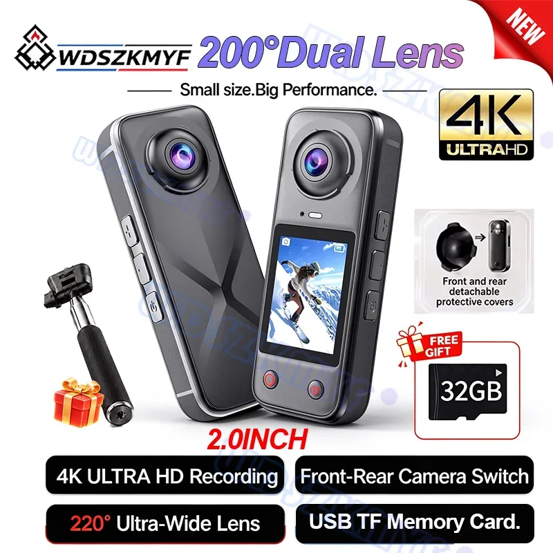 mini-4k-4k-action-camera-dual-lens-front-and-rear-200-wide-angle-handheld-pocket-vlog-sports-camera-20-ips-for-travel-recording