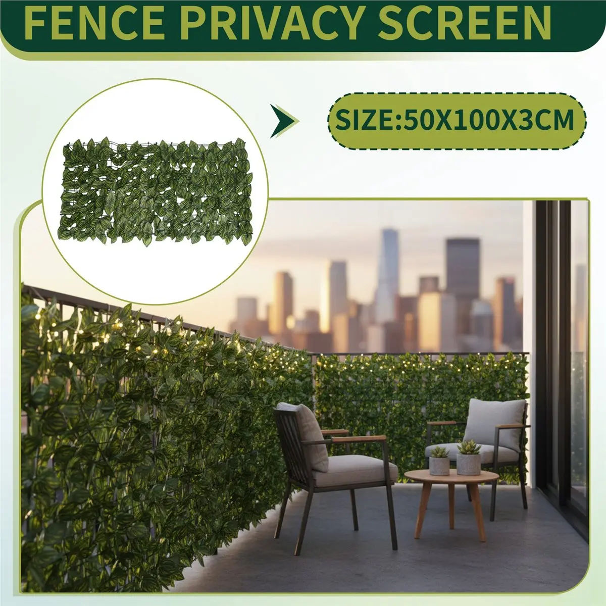 ABJA Artificial Leaf Privacy Fence Roll Wall Landscaping Fence Privacy Fence Screen Outdoor Garden Backyard Balcony Fence