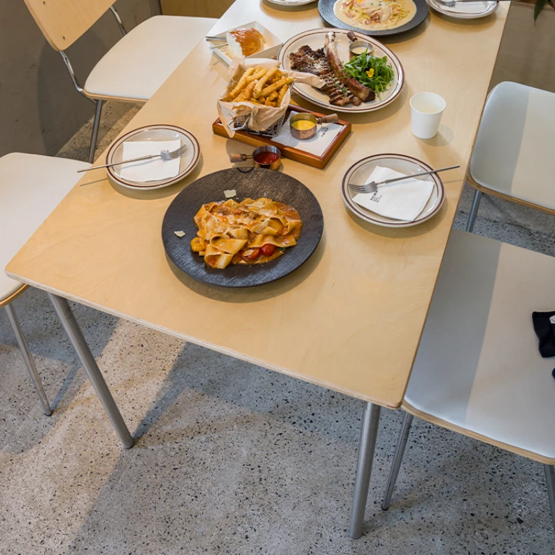 Table household rectangular  dining table simple and modern  red cafe long  small apartment square table