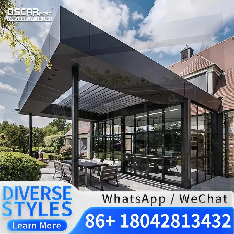 10x10 13x10 13x13 20x13 Ft Modern Outdoor Aluminum Louvered  Cover Luxury Automatic Motorized Patio  for Garden Pergola