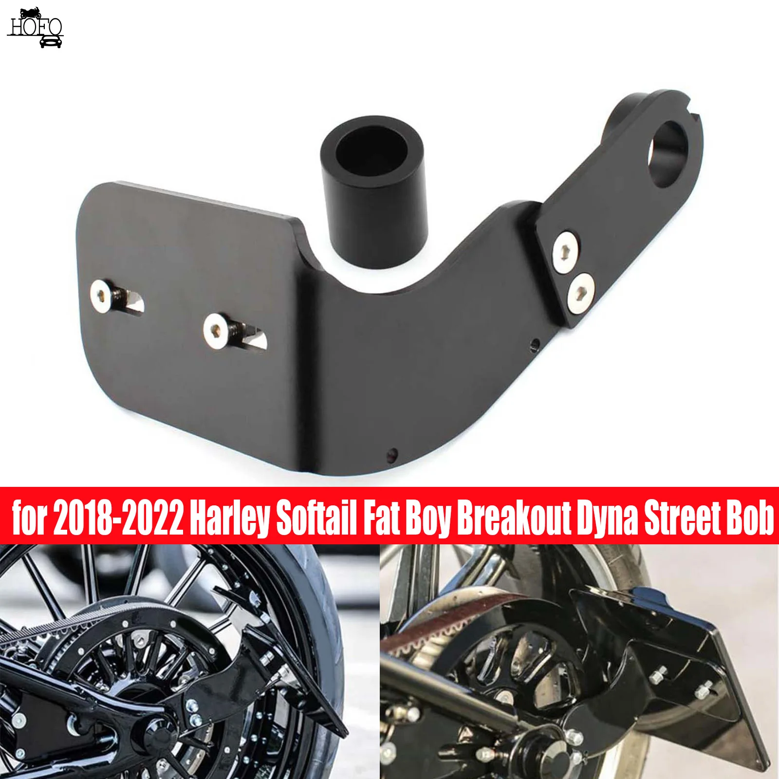 

Motorcycle Black Side Mount License Plate Bracket Holder Kit Deluxe for 2018-2022 Harley Softail Fat Boy Breakout Dyna Street Bo