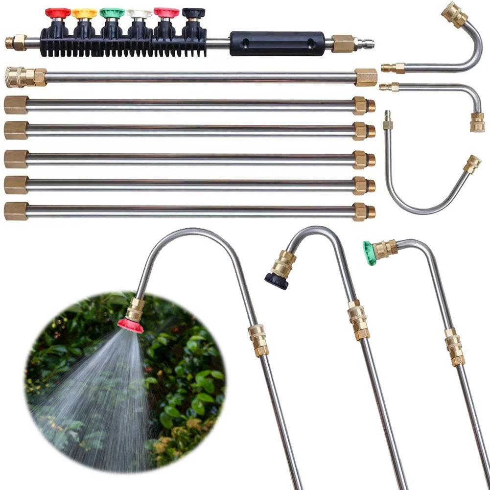 10Pcs Car Washer Extender High Pressure Washer Wand Set Spray Gun Wand Lance with 6 Adjustable Nozzles 4000PSI 1/4 Quick Connect