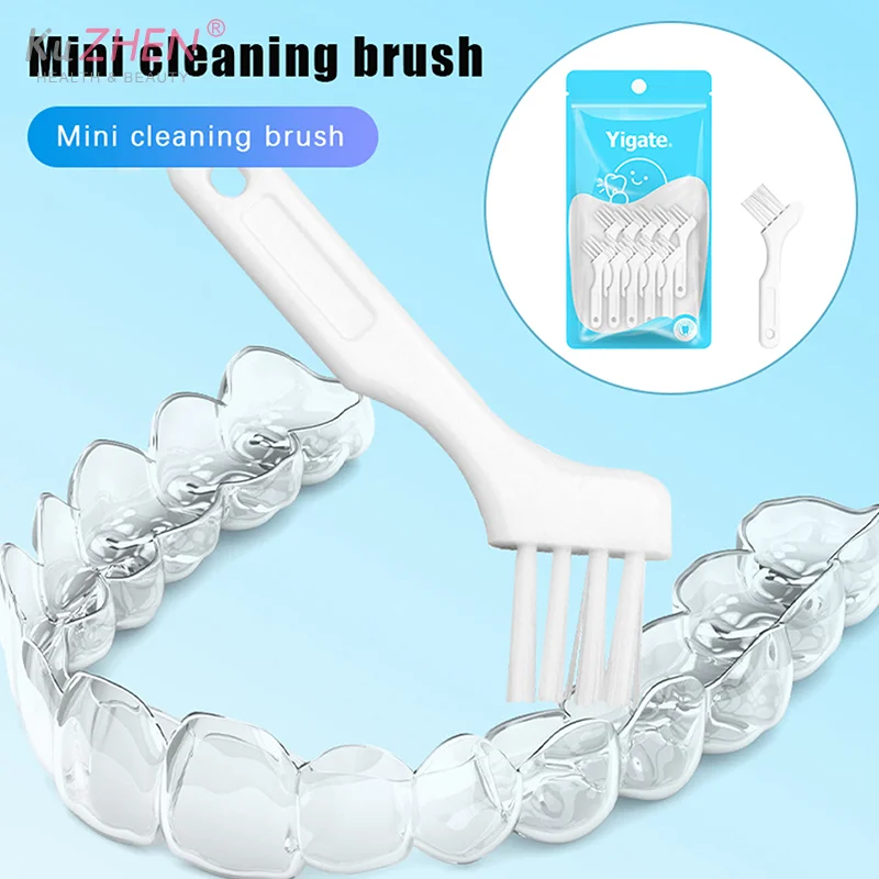 10pcs Mini Denture Cleaning Brush Toothbrushes False Teeth Brush Multi-Layered Bristles Non-Slip Ergonomic Orthodontic Oral Care