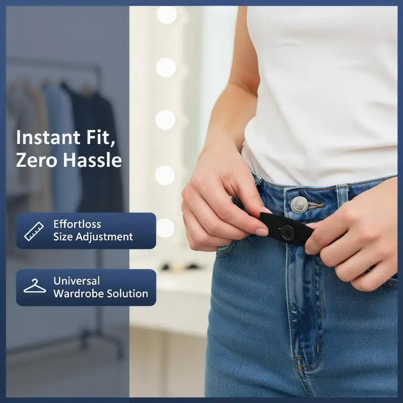 New 5pcs Pant Extender Belt Unisex Soft Elastic Waist Button Extenders With Adjustable Holes Multicolor For Tight Jeans Trousers view 5
