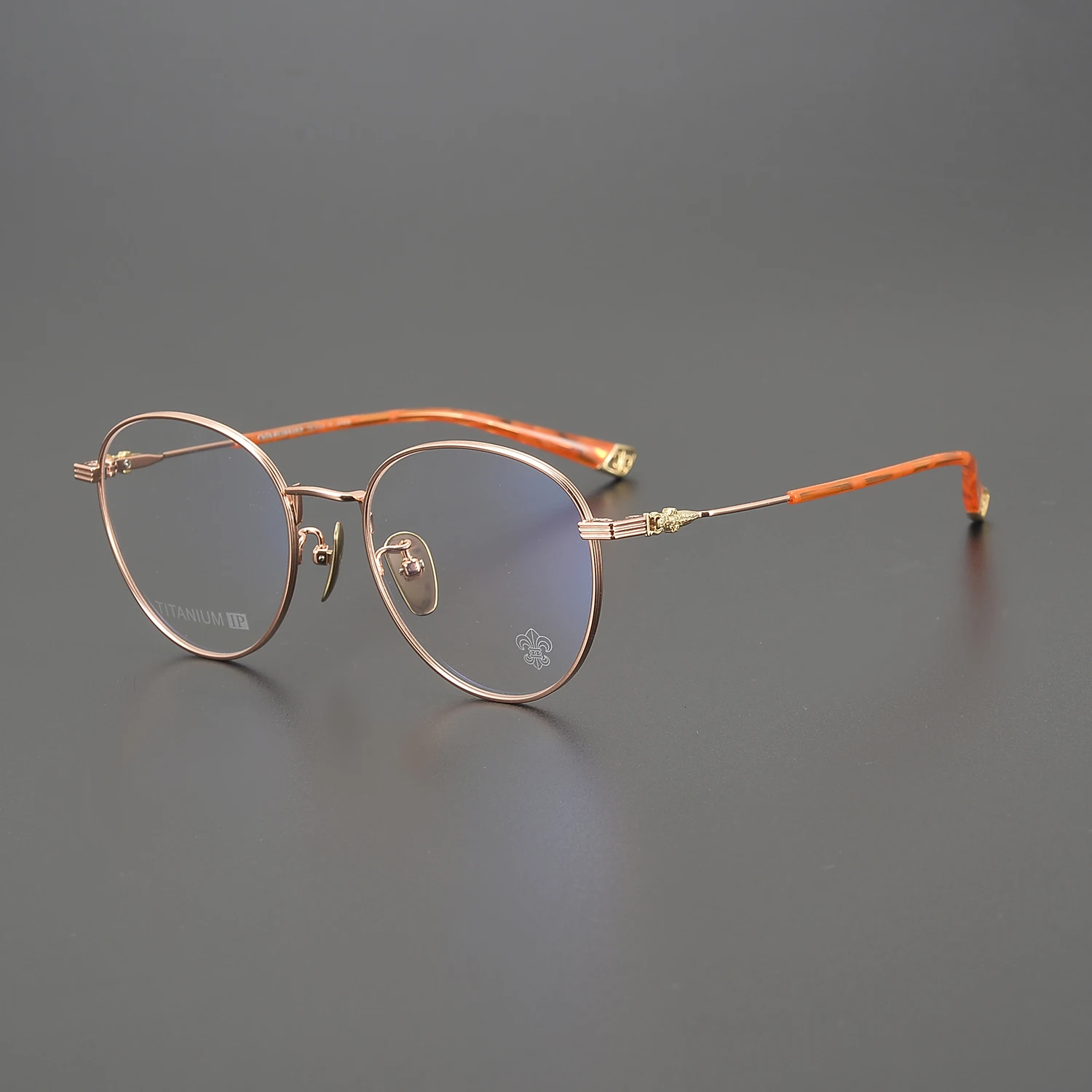 2024 New Optical Prescription Glasses Reading Myopia Diopter Ladies Silver Fashion Frame Orange Glasses Round Full Frame Glasses