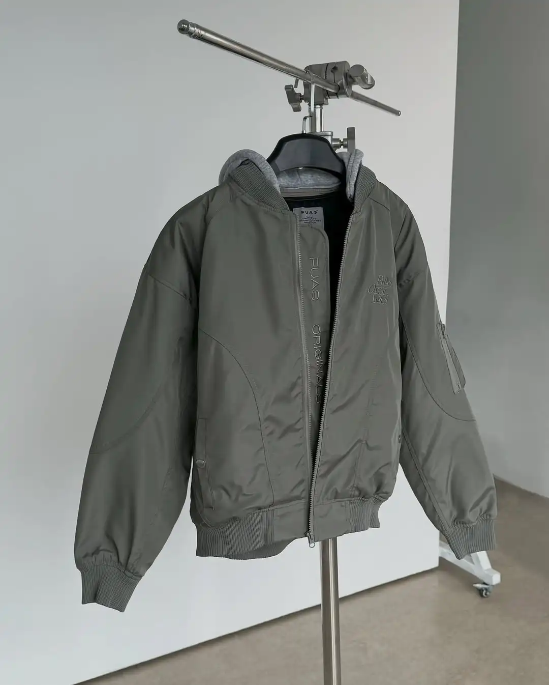 

Street Fashion Olive Coat Zipper Detachable Hoodie Jacket Retro Personalized Y2K Sportswear Top
