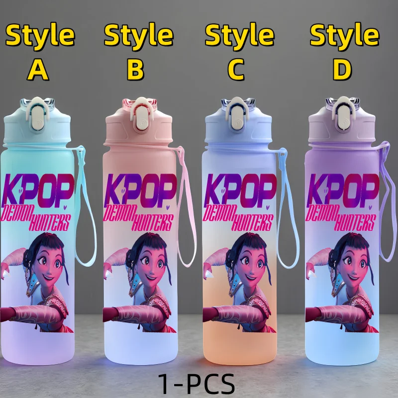 كوب ماء لطيف لشخصية الرسوم المتحركة من KPop Demon Hunters بسعة كبيرة وزجاجة مياه محمولة للاستخدام الخارجي هدية للأولاد والبنات