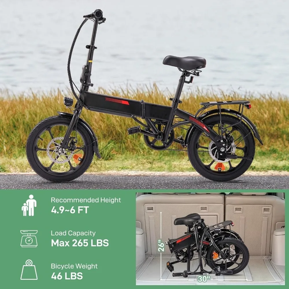 الكبار 16 بوصة دراجة كهربائية قابلة للطي E-الدراجة 350 واط موتور مزدوج مكابح قرصية دواسة مساعدة 35 ميل المدى 15.5 ميل في الساعة حد السرعة