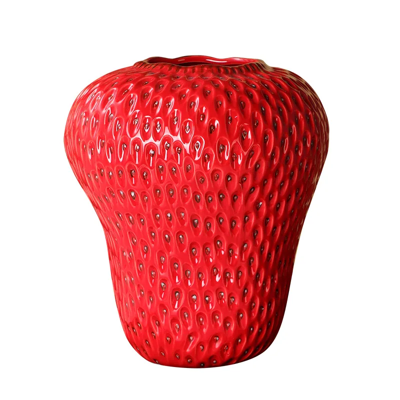 Cartoon Strawberry Vase Ceramic Vase Room Artifact Floral Accessories Fruit Pot Flowerpot Home Decoration Accessories
