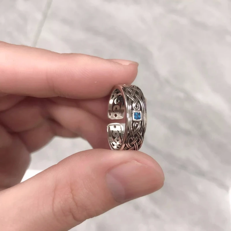 Buyee 925 Sterling Silver Female Ring Elegant Carved Patterns Open Ring Finger for Women Fashion Party Fine Jewelry Circle Gift