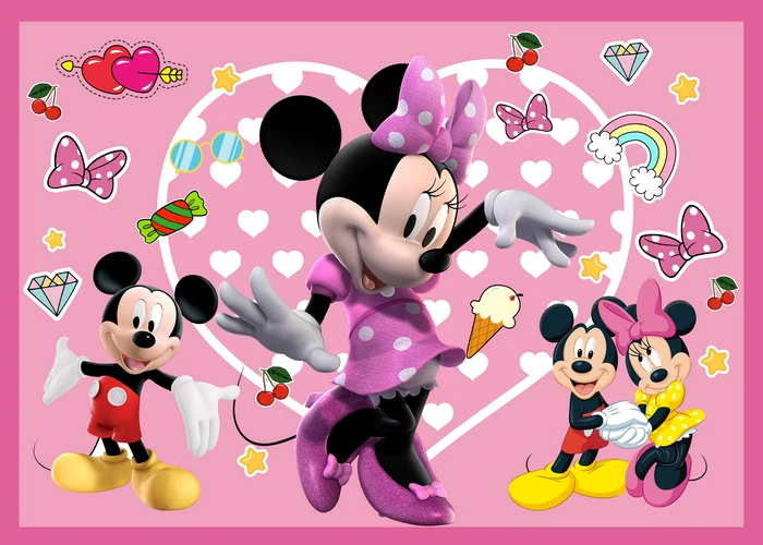 Pink Disney Mickey Mouse Party Vinyl Backdrops Minnie Mouse Background Wall Cloth Baby Shower Kids Birthday Party Decoration