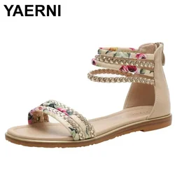 YAERNISummer Women's Sandals  Female Slip-on Flat Shoes Fashion Roman Sandals Sandalias Mujer Sapato Feminino Plus Size