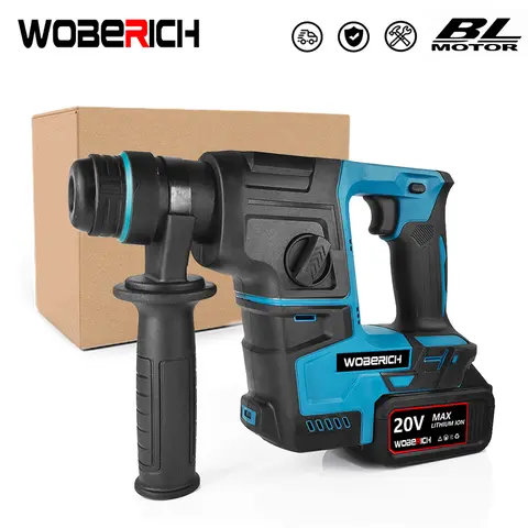전기 브러시리스 해머 드릴, 다기능 로터리 무선 충전식 전동 공구, Makita/WOBERICH 18V 배터리용