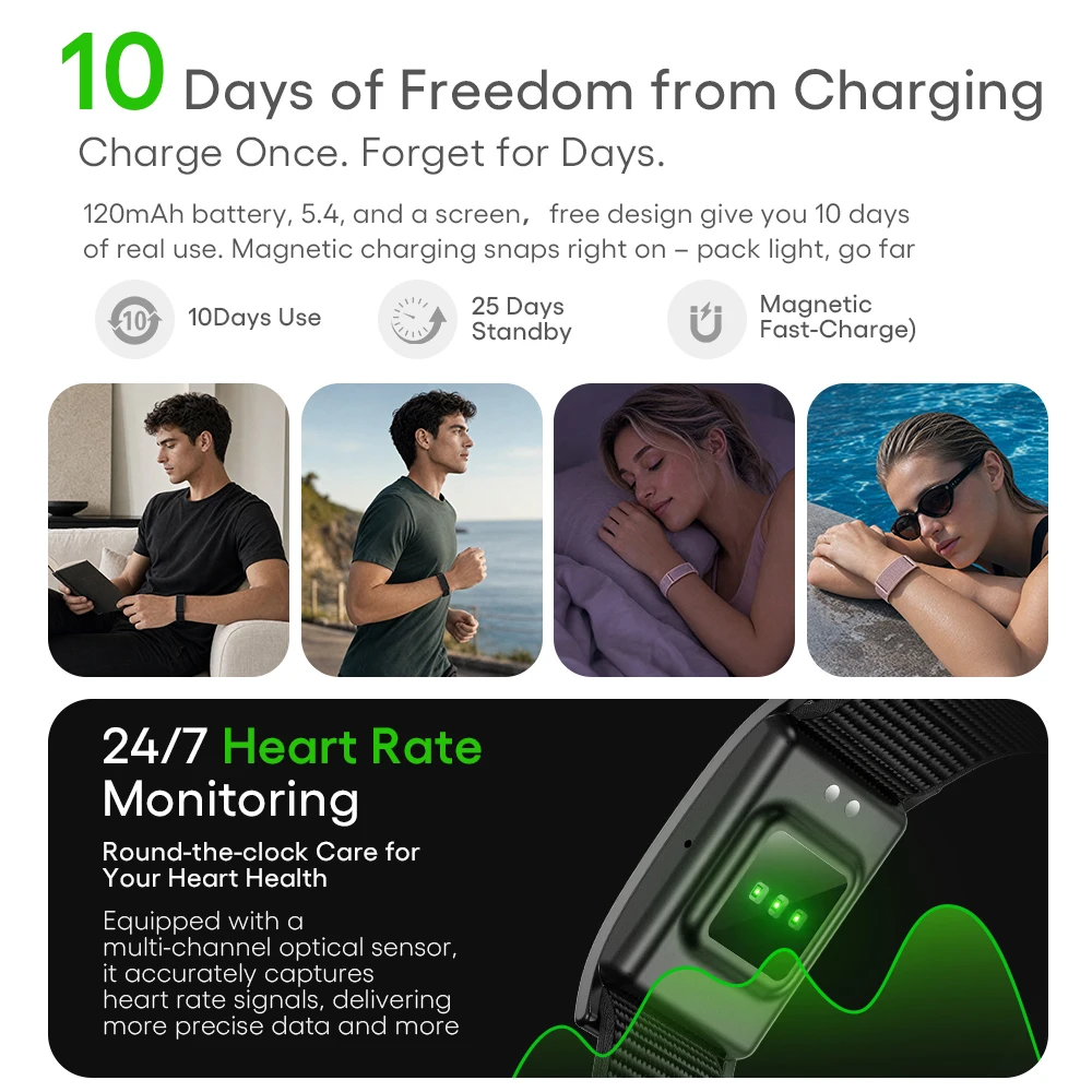 LC116 Smart Band With Gesture Control Heart Rate Sleep Health Monitoring Multi Sport Smart Bracelet With Non Screen