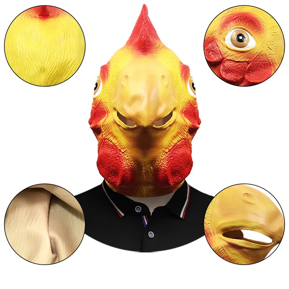 Hahn-Tierkopf-Latexmaske, Verkleidung, Halloween-Kostüm, Partymaske, Cosplay – Detail 4