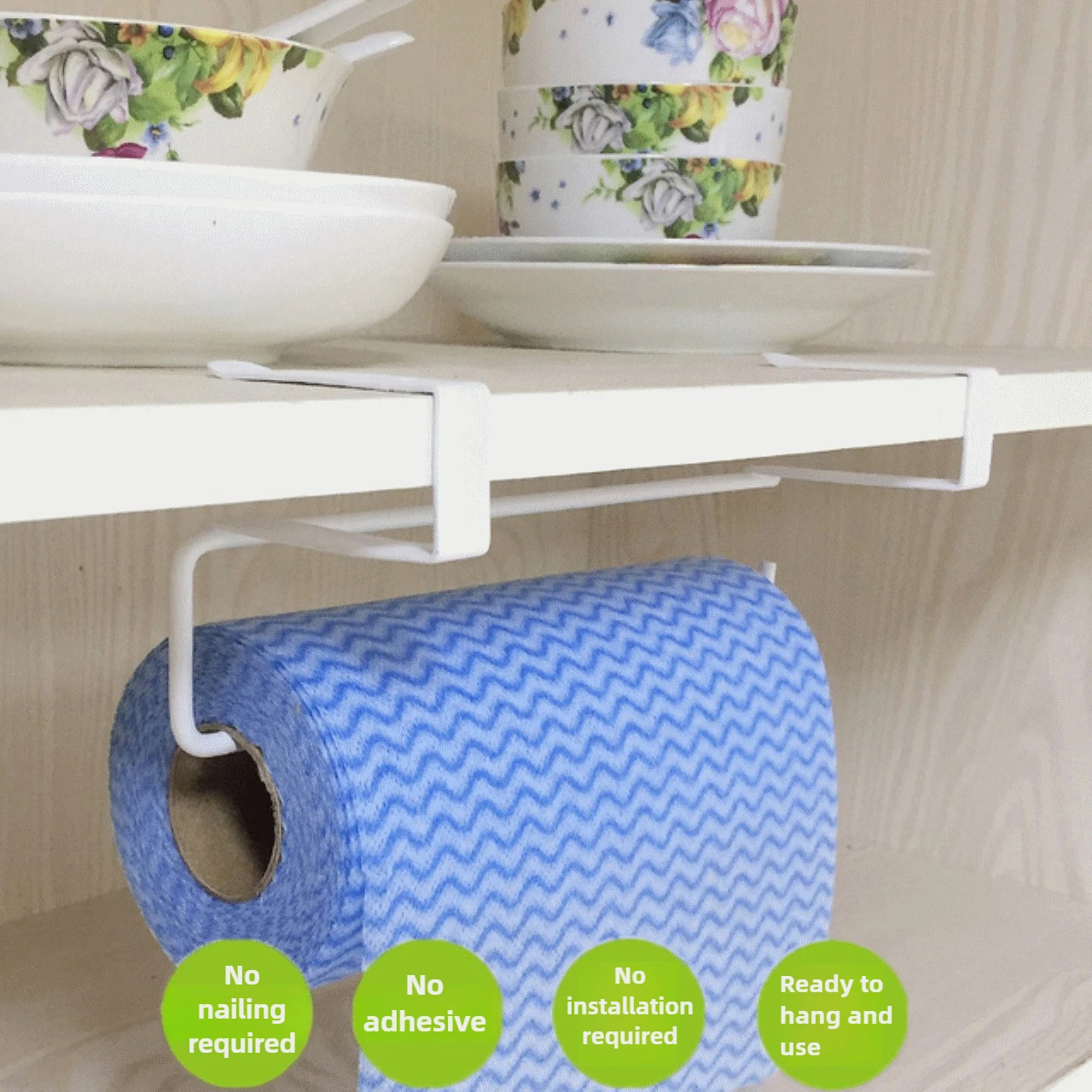 Kitchen paper towel rack, cabinet storage hanger, desktop clutter storage rack, metal wardrobe organization, wall hanger
