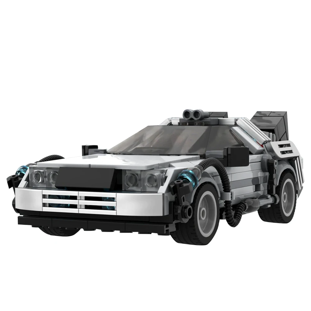 MOC Delorean العودة إلى المستقبل سباق السيارات آلة الزمن الطوب الخيال العلمي التقنية الشاحنات اللبنات لعبة الأطفال #1