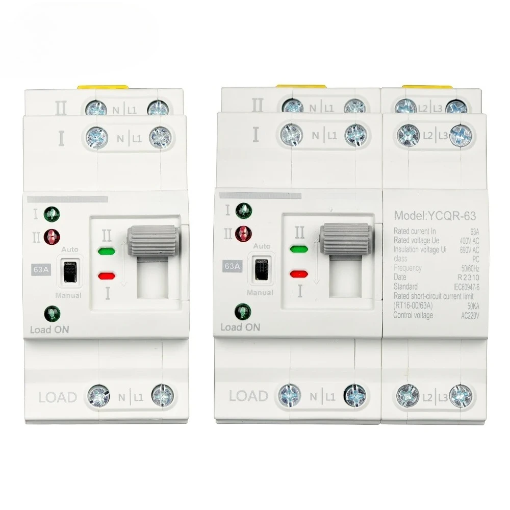 forCNC YCQR-63 2P 4P Din Rail ATS Dual Power Automatic Transfer Switch Electrical Selector Switches Uninterrupted Power 63A