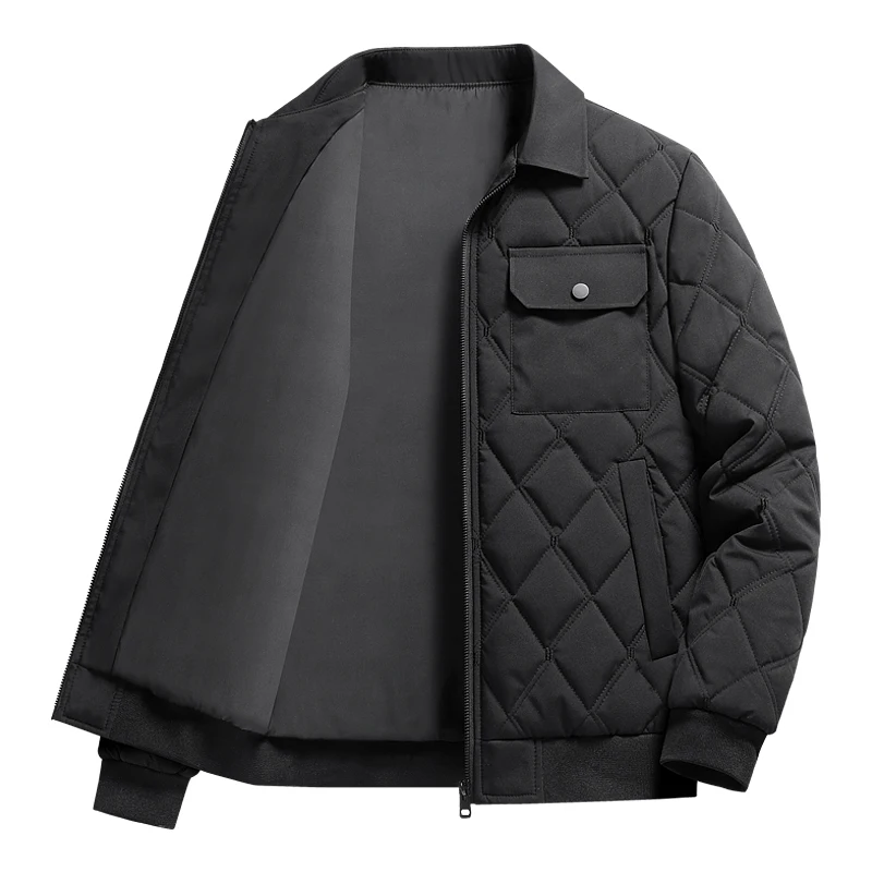 Men's Outdoor Running Sports Lightweight Breathable Warm Cotton Clothing Winter Fashion Trend Casual Versatile Diamond Jacket