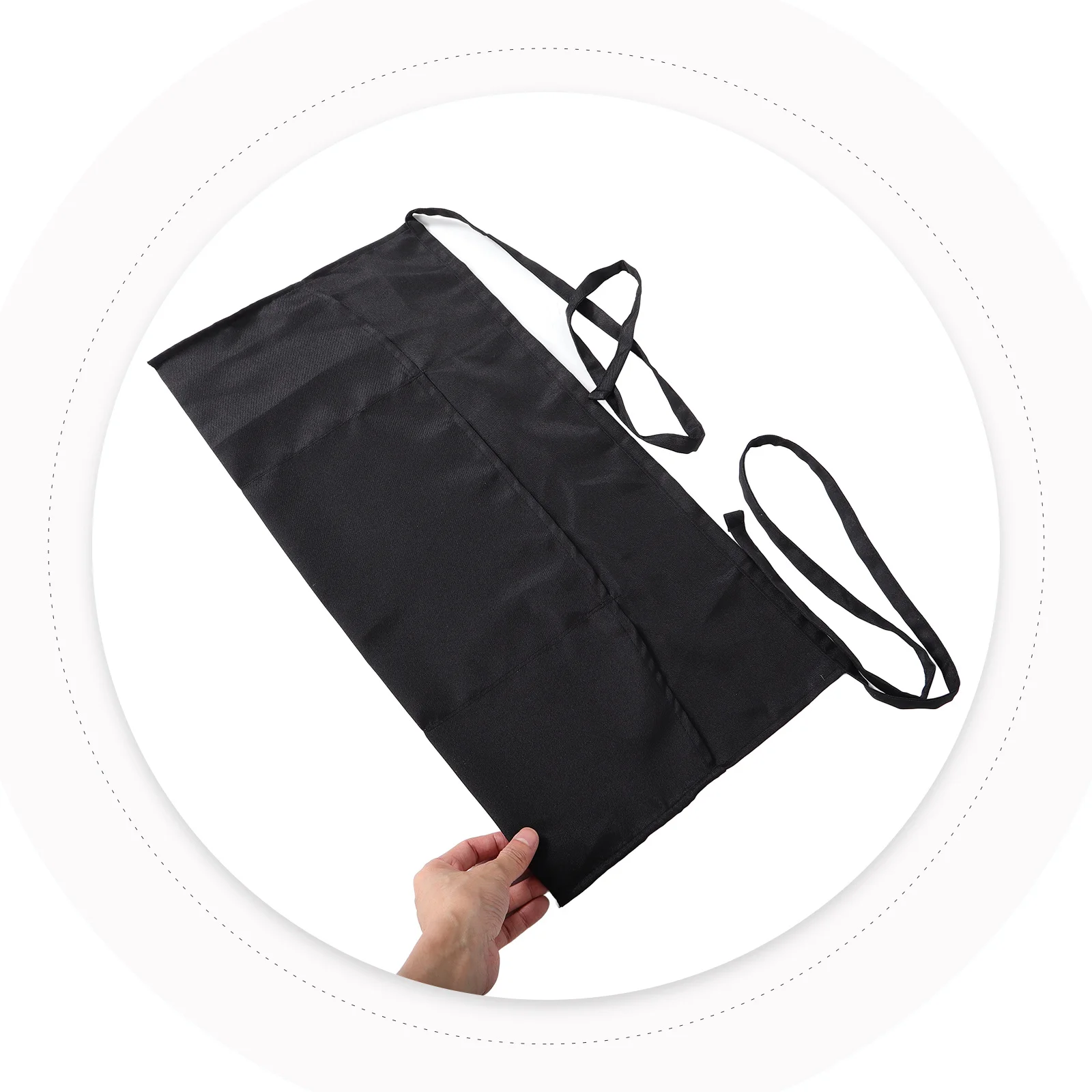 2Pcs Waterproof Server Apron Short Waist Polyester Cooking Kitchen Half Apron Waitress Pockets Half Aprons with Pockets