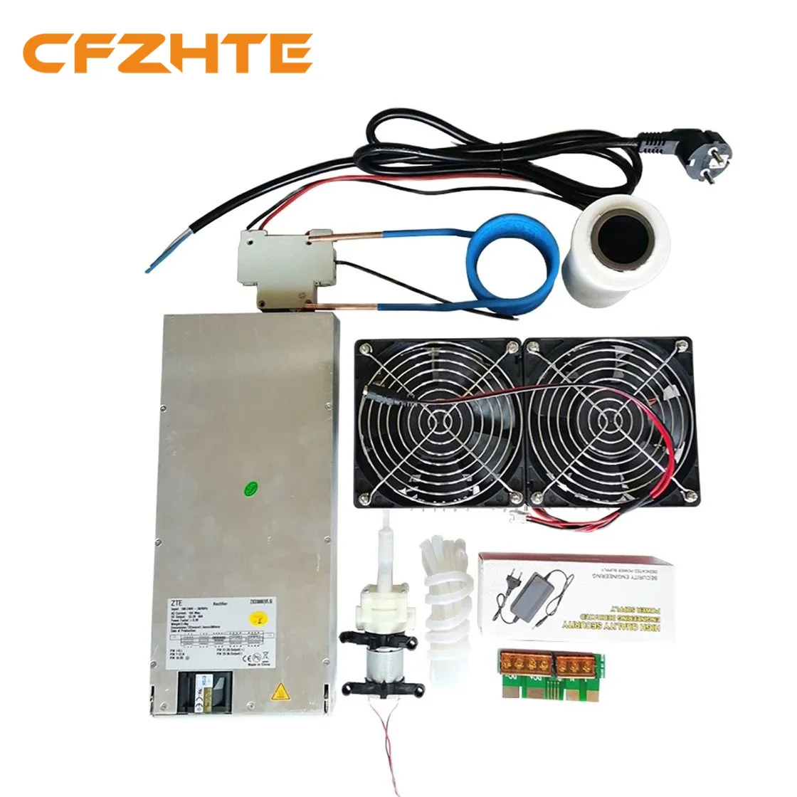 

2500W ZVS Induction Heater Induction Heating PCB Board Heating Machine Melted Metal + Coil Mayitr+ Crucible+Pump+Power Supply