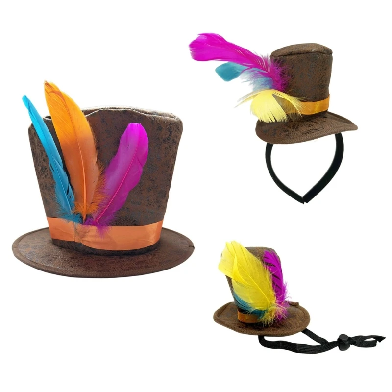 49MD Stylish Sueded Headbands Tall Hat Hairhoop for Women Men Casual Formal Occasion