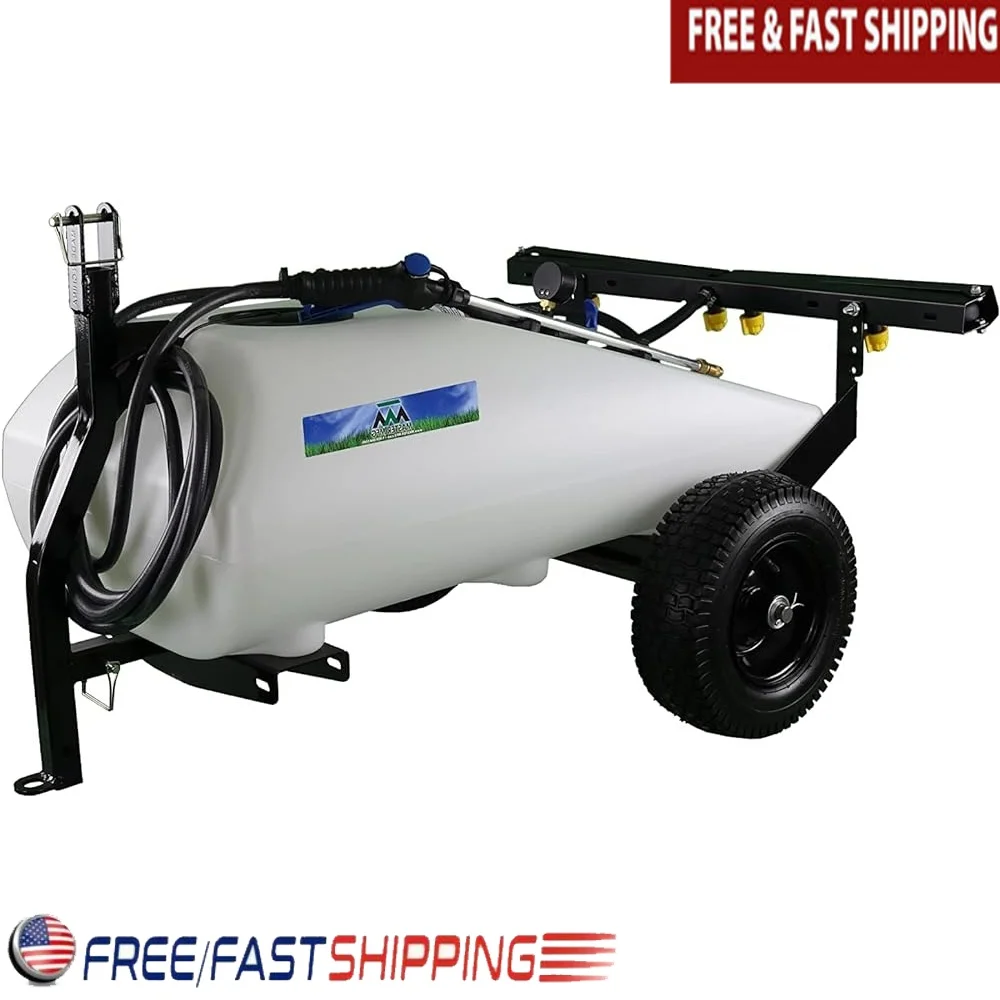 

24G Deluxe Trailer Sprayer 7ft Broadcast 2.2GPM 70PSI Diaphragm Pump Pest Control Weed Watering De-Icing Heavy Duty Tires