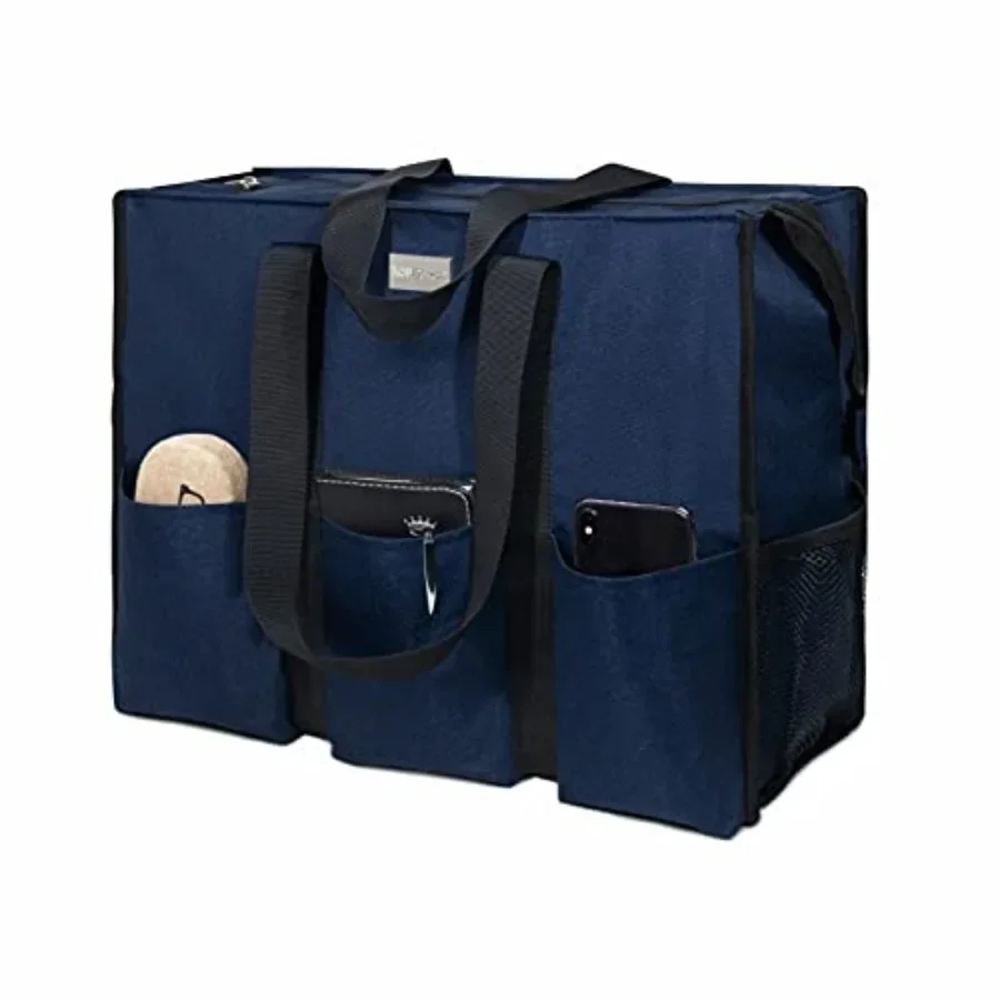 

Utility Water Resistant Tote Bag with 13 Pockets, Top Zipper Closure and Thick Bottom Support, for Working Women
