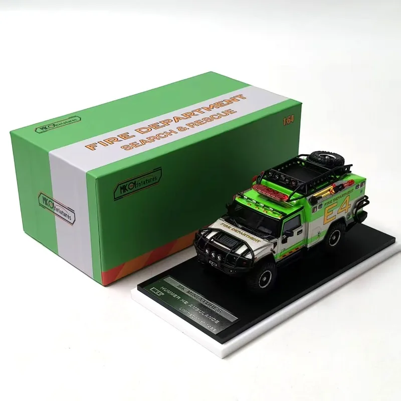 В наличии: Модель автомобиля скорой помощи H2 Beijing HEC, масштаб 1:64, литая под давлением, статическая модель, креативный предмет для демонстрации, подарок на праздники.