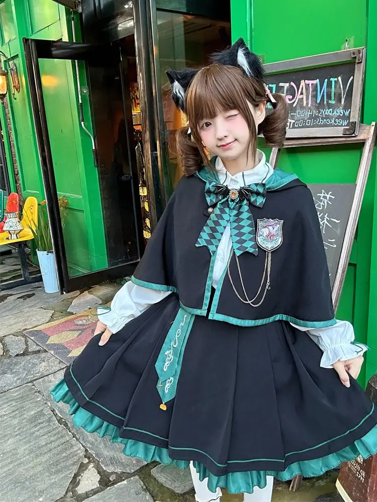 

MAGOGO Halloween Lolita Academy style dress Snake Academy Magic Cloak set