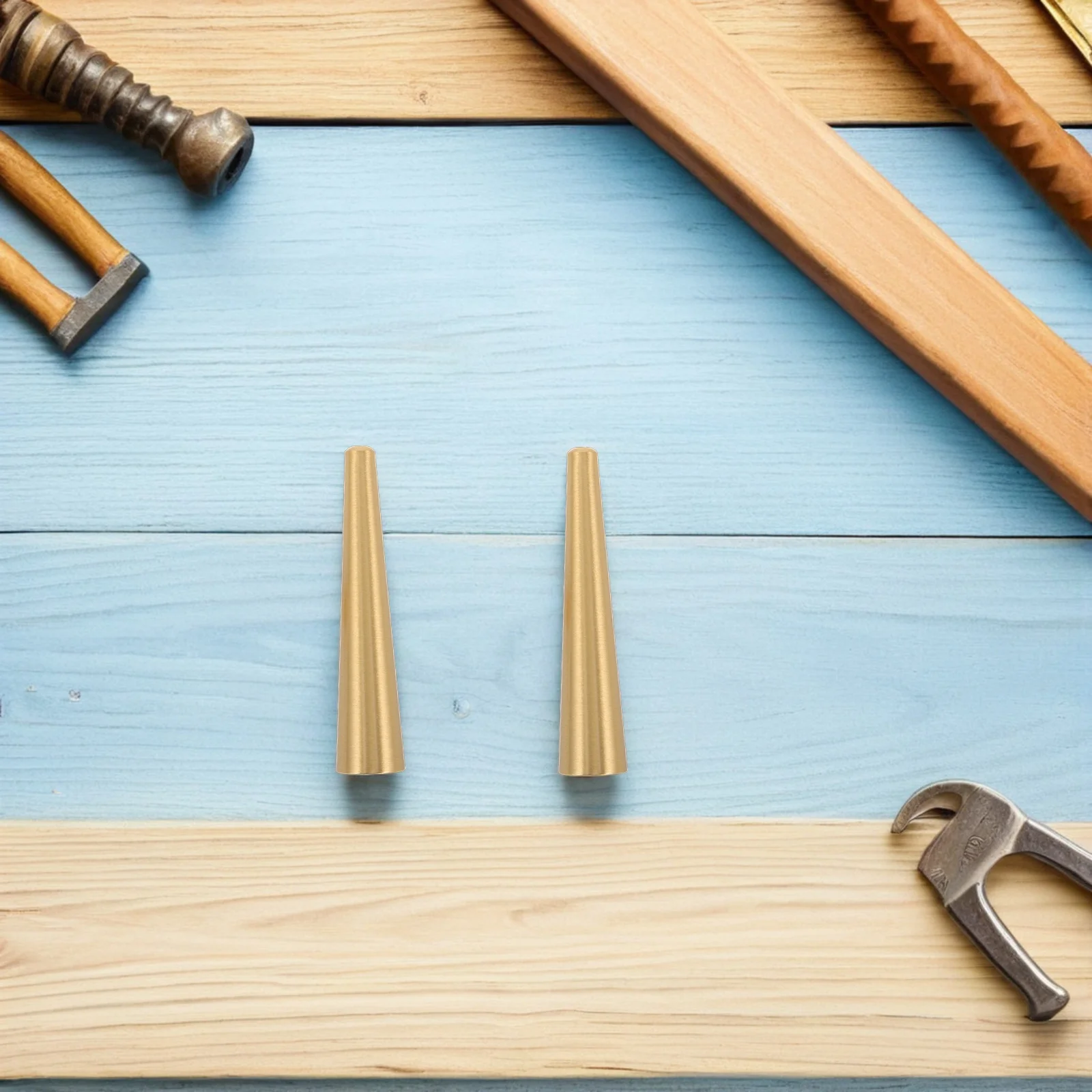 

4pcs Brass Tray Risers 2.32X0.47In Small Metal Riser Legs For Cutting Board Cabinet Appliance Decorative Furniture Foot Gold