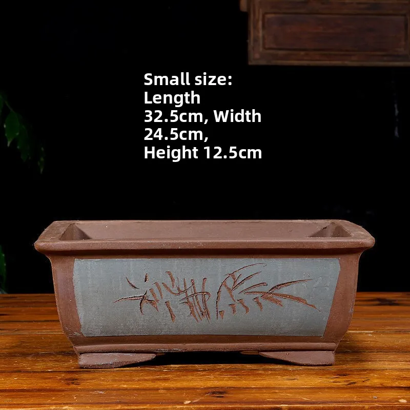 Large Purple Clay Flower Pot for Balcony Vegetable Gardening Rectangle Potted Landscape Ceramic Planters Home Decor Accessories