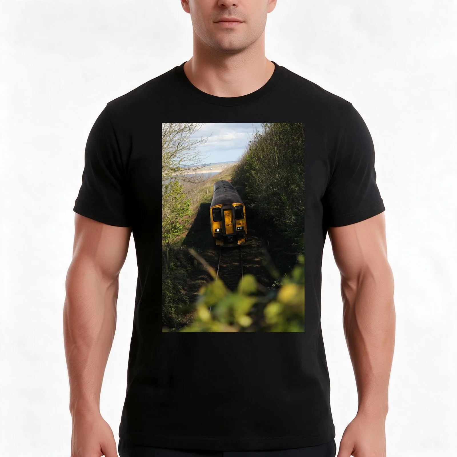St. Ives Train T-Shirt, Summer Casual Cotton Tee, Oversized Streetwear Tops, Vintage Graphic Print, Loose Fit Short Sleeve