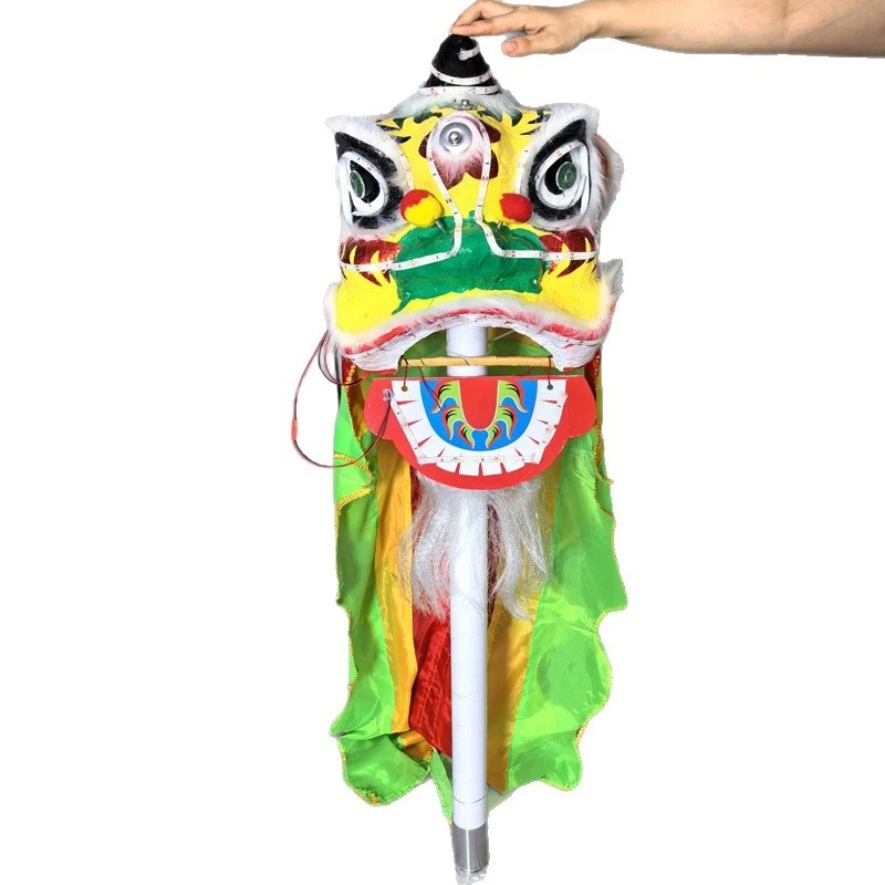 LED Light Up Southern Lion Head Dance Costume Performance Props Factory Direct Hand Held Awakening Lion Dance Bar Stage Show Equ
