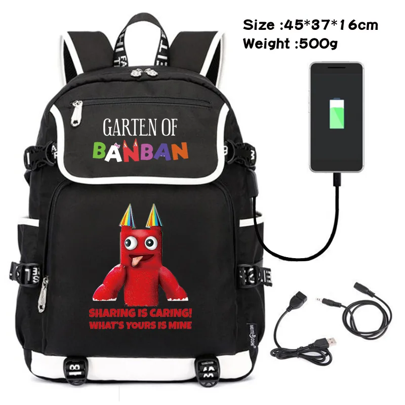 Banban-mochila de jardín con estampado de dibujos animados para niños, bolso escolar versátil a la moda, bolsa de viaje con carga USB