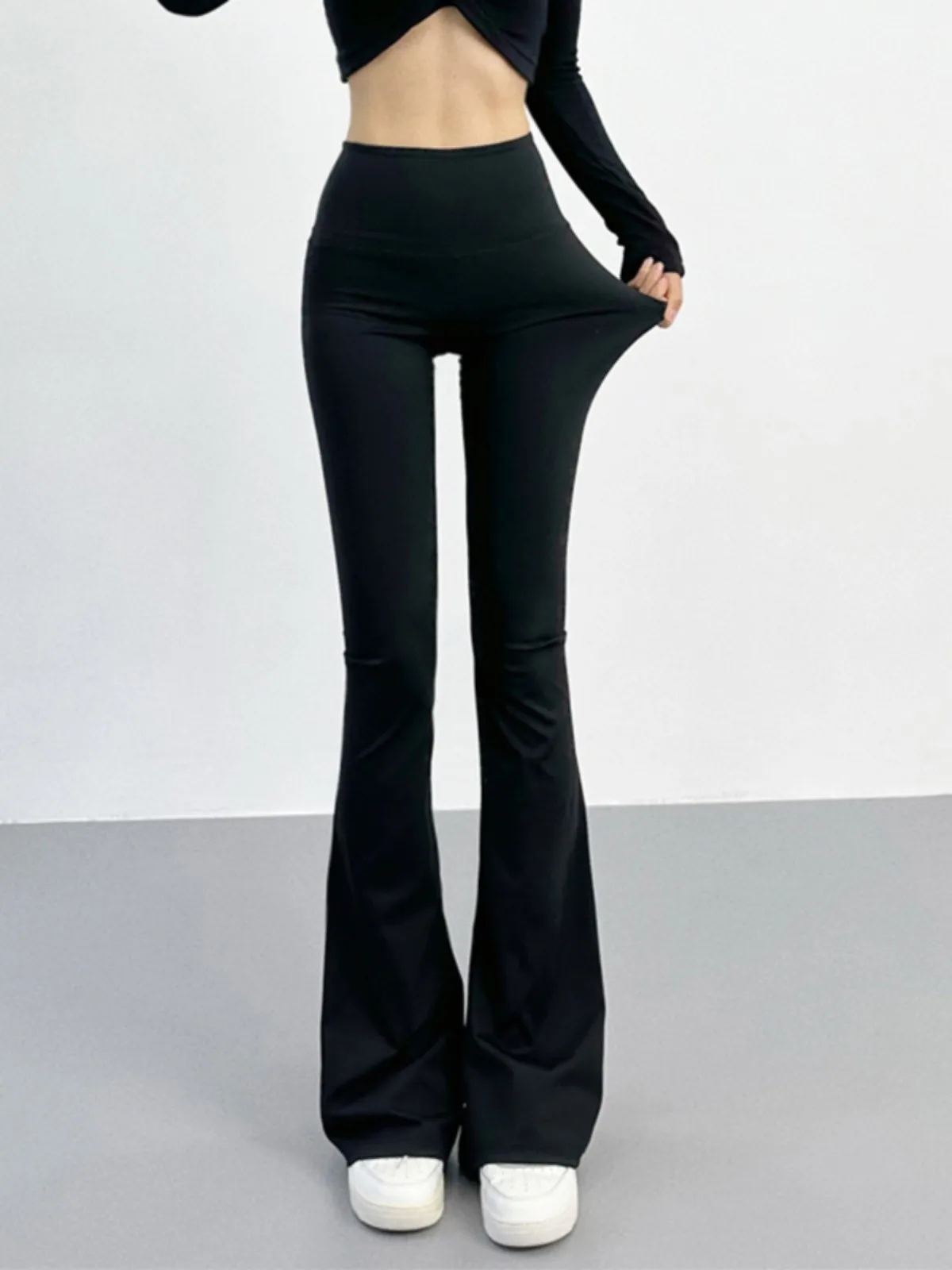 ارتفاع الخصر اليوغا السراويل عارضة الموسعة الطابق طول البطن التحكم بعقب رفع جرس بوت الرجعية التخسيس إحساس مرن