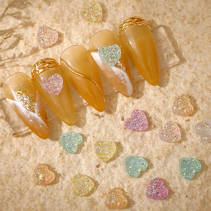 

50PCS/Lot 8MM 3D Resin Nail Art Deoration Rhinestones Granulated Sugar Nails Heart Charms Manicure Decor Accessories Supplies