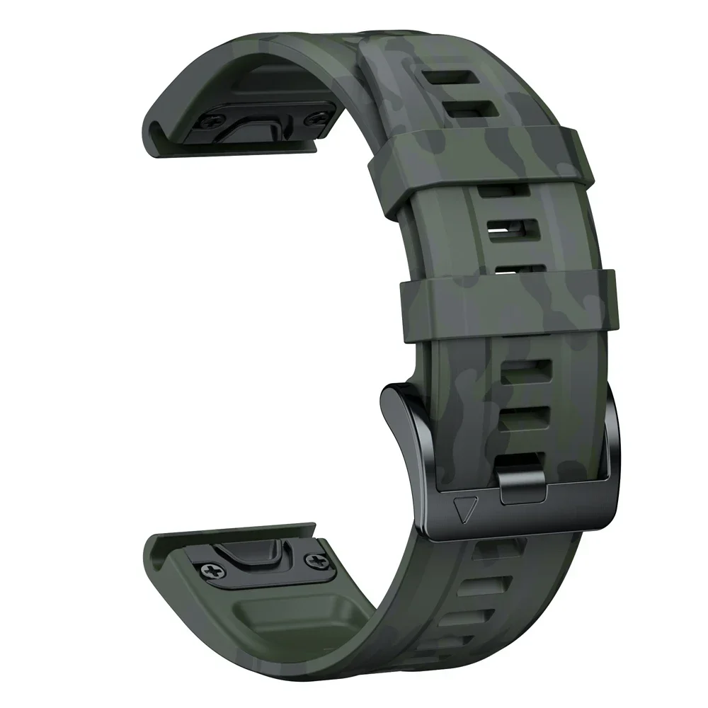 QuickFit 22mm 26mm Sports Camouflage Silicone Strap For Garmin Fenix 6X 7X Pro Band For Fenix 6Pro 5Plus Bracelet Watchband