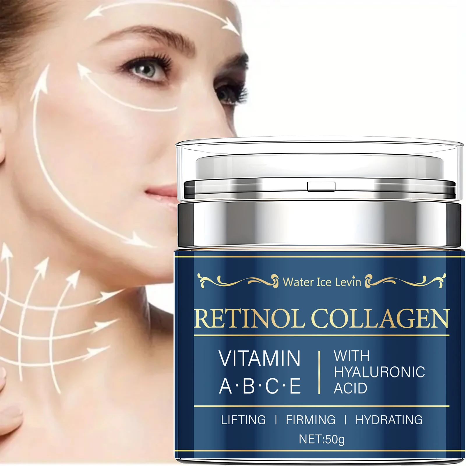 Crema Facial Hidratante e Iluminadora con Retinol + Colágeno + Ácido Hialurónico - Vitaminas ABCE - Día y Noche