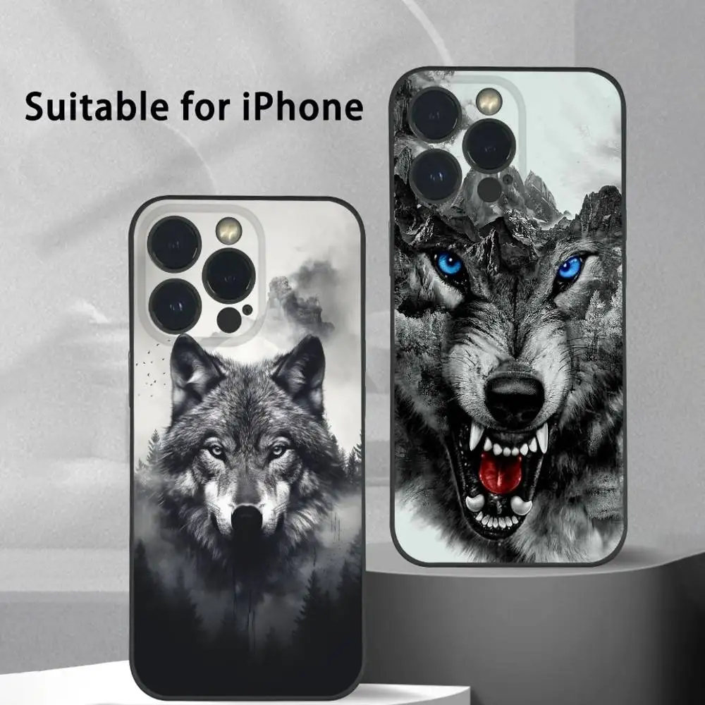 

Wolf in the winter forest Phone Case For iPhone 16 15 14 13 Pro Max Plus Mini Frosted Soft Shell Funda Shockproof Cases