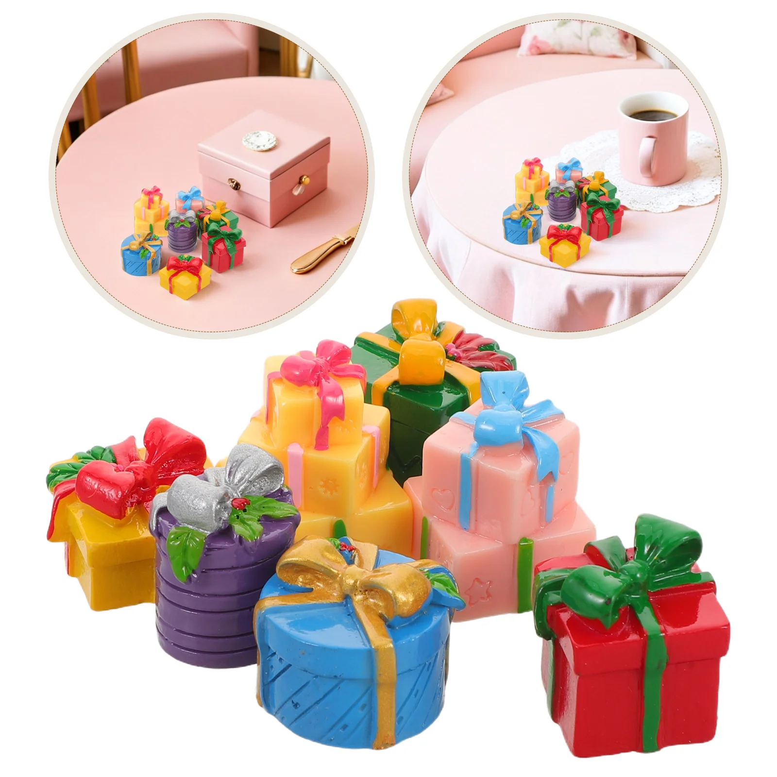 

7 шт. праздничный декор ручной работы, подарочные коробки, орнамент, декоративный чехол, рождественские миниатюрные милые украшения, сувениры для вечеринки