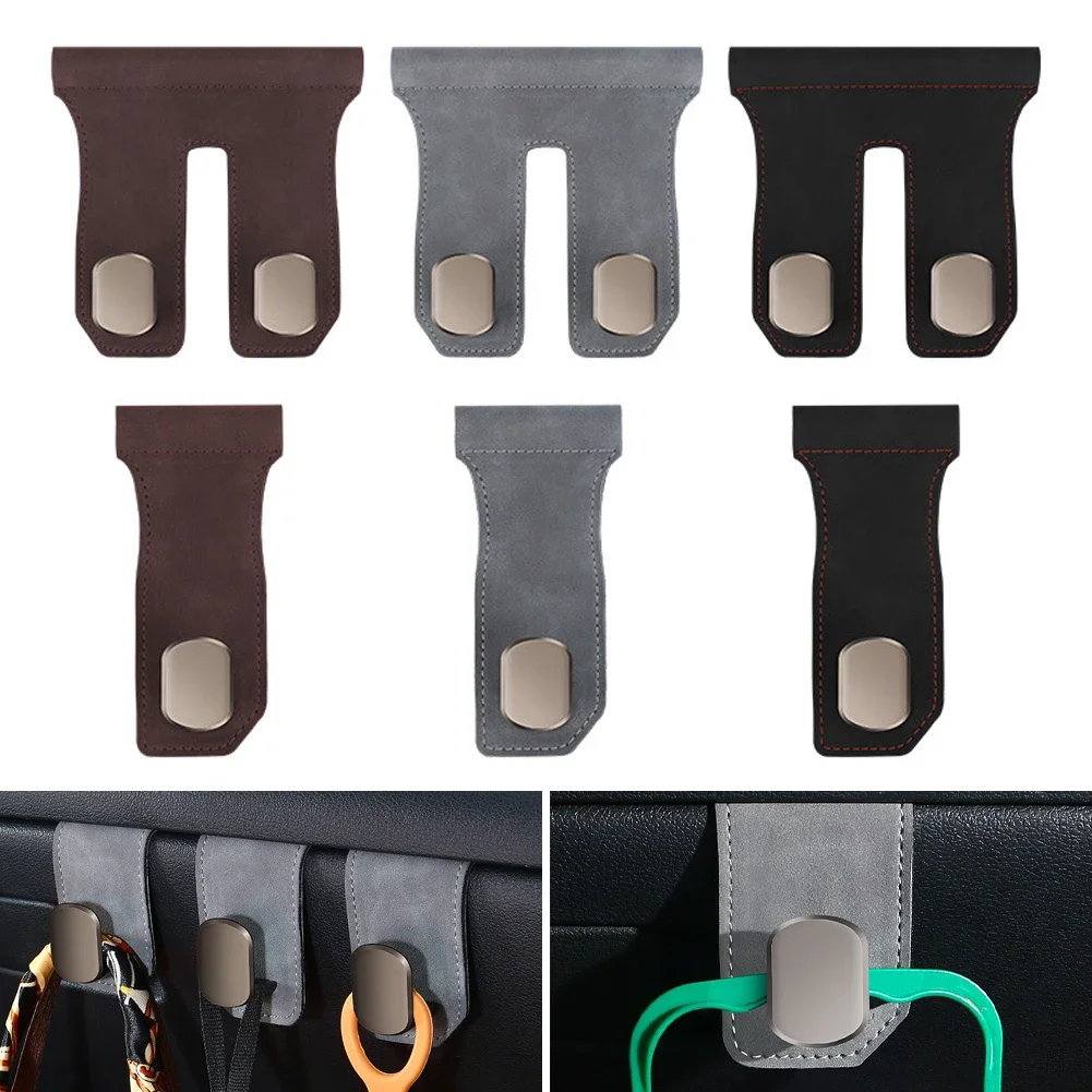 Suede Car Glove Box Hooks Universal Hanging Dual Hook Passenger Purse Bag Hanger Hat Holder Interior Large Load-Bearing Hook