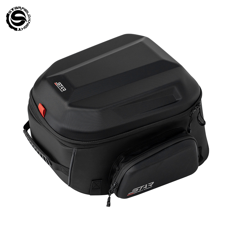  SFK Black Motorccycle Bag Helmet Rear Seat Bag Tail Pack 42-54L Multifunctional Waterproof Riding Gears Package With Rain Cover 