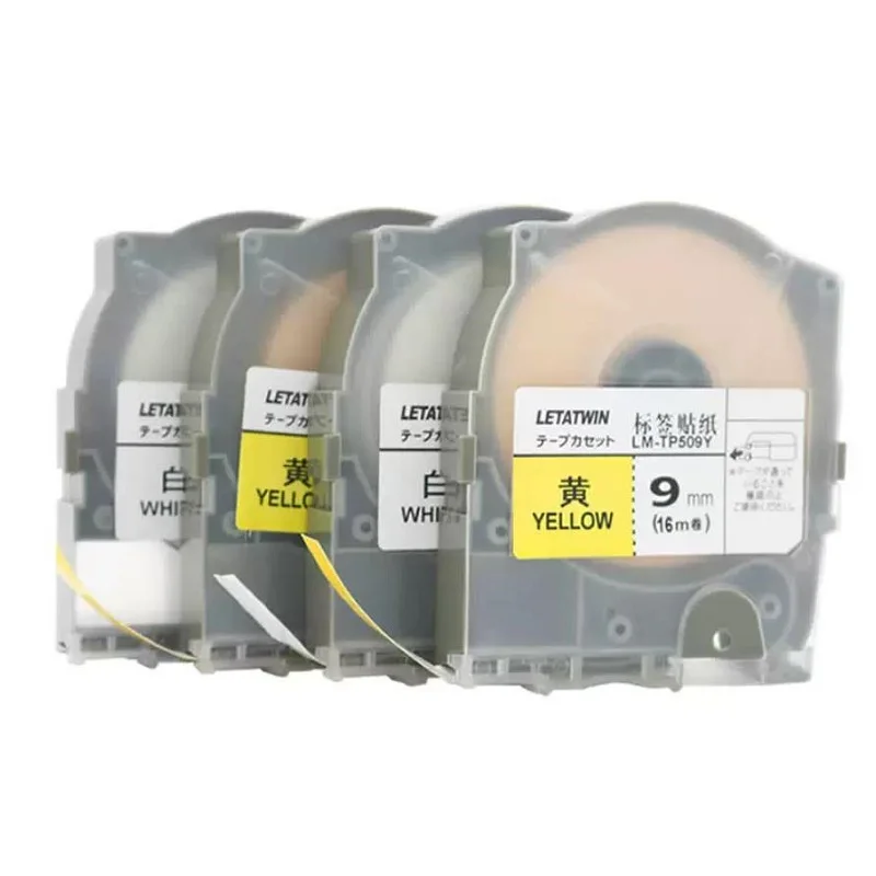 

10PCS Tape Label Cassette LM-TP509Y 9mmx16m Yellow Label Sticker for LM-550A/E MAX LETATWINT Wire Mark Machine PVC Tube Printer