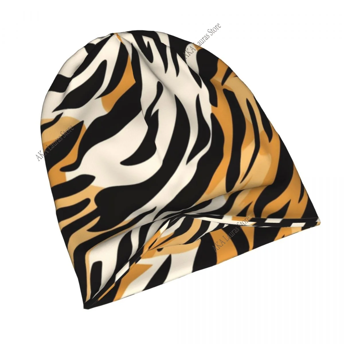 Abstract Background With Tiger Stripes Men Women Beanies Windproof Ski Cap Double Layer Fabric Bonnet Hat