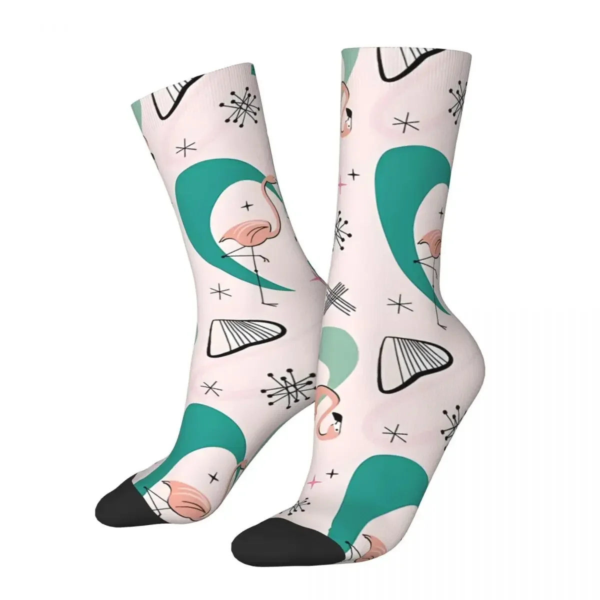 

Retro Atomic 50S Flamingo Men's compression Socks Unisex Harajuku Pattern Printed Novelty Crew Sock