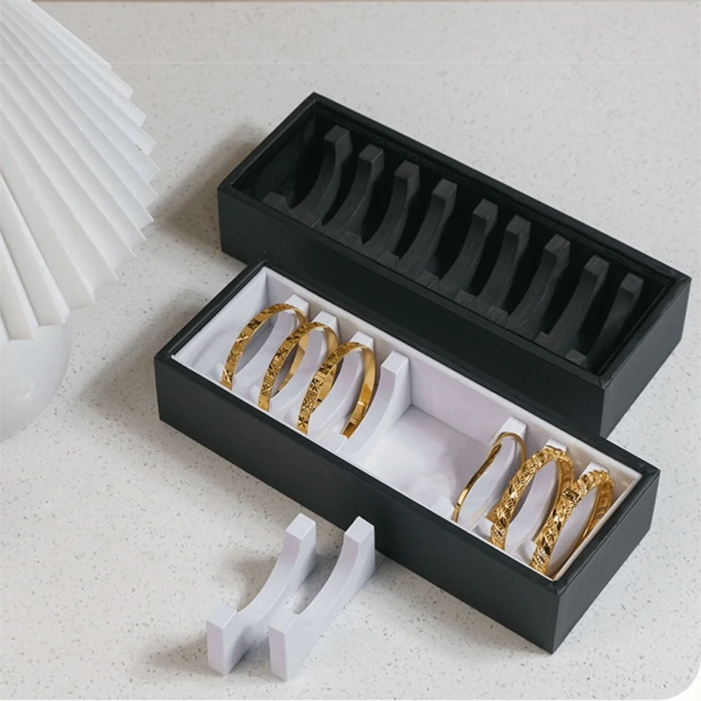 10/40 Slots Bracelet Storage Tray No Lid Rectangle Shape Bangle Holder Stackable Flat Bottom Jewelry Display Box
