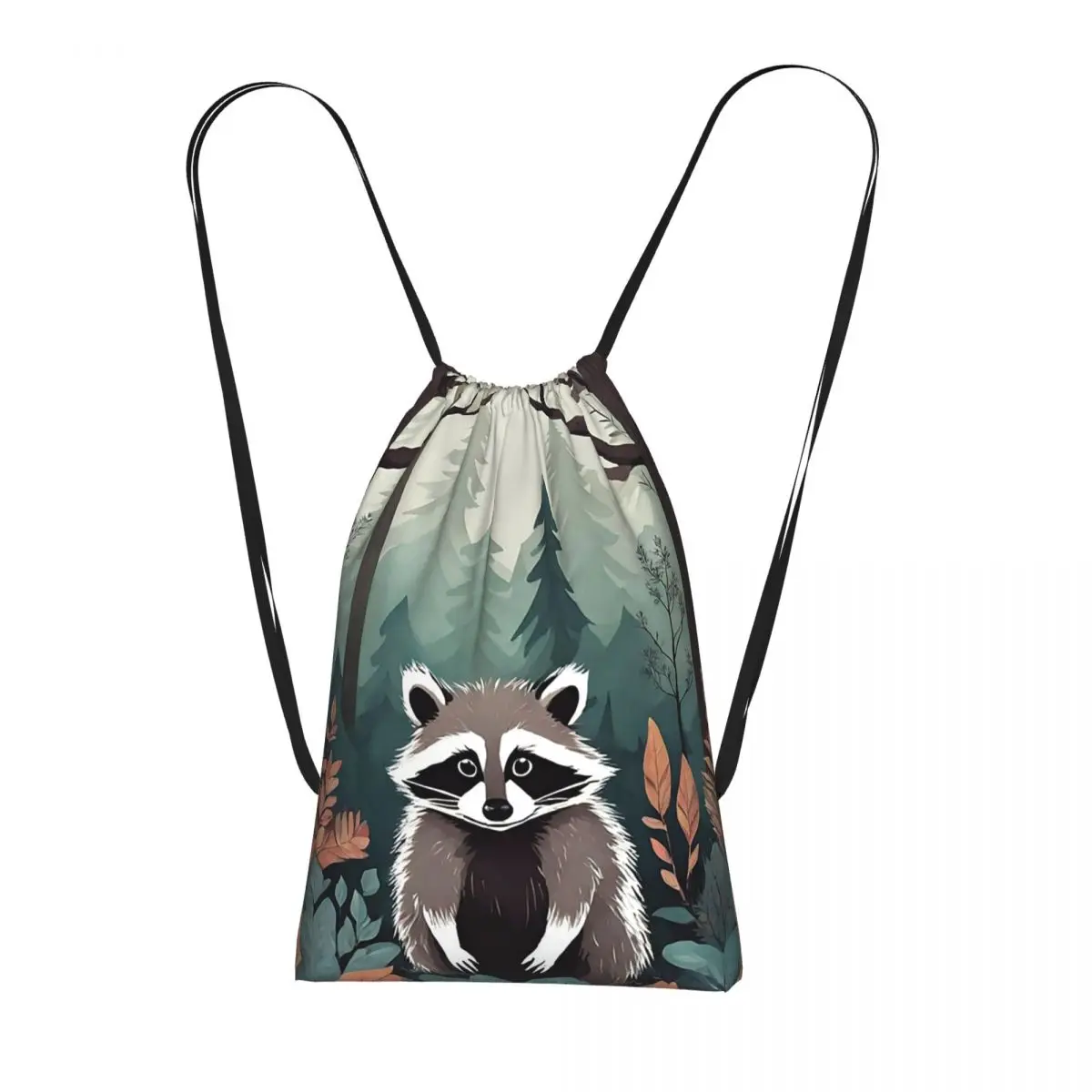 

Рюкзаки с изображением енота в лесу, модные сумки на шнурке, сумки для хранения, сумки для книг для мужчин, женщин, студентов