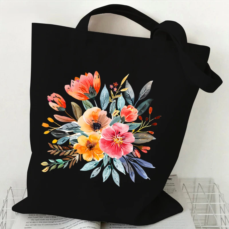 Elegant Wildflowers Handbag Women Vintage Aesthetics Plant Design Shopping Bags Reusable Tote Bag Female Floral Shoulder Bag image 2